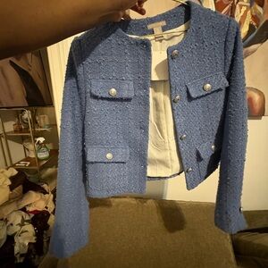 H&M Blue Textured Blazer